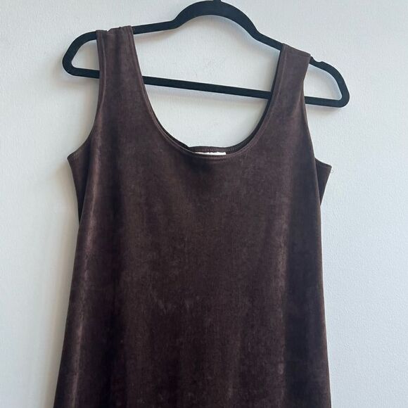 Vintage Harlow Dresses Brown Velvet Tank Maxi Dress Size 4 - Picture 4 of 6
